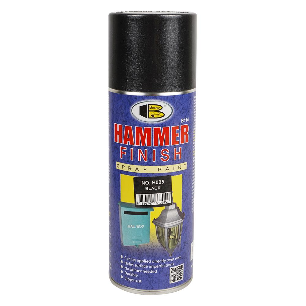 สีสเปรย์ BOSNY HAMMER FINISH H005 สีดำ 400 ซีซี