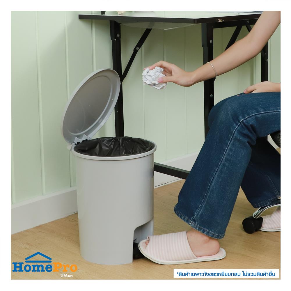 ถังขยะเหยียบกลม ACCO PASTEL 542 ขนาด 12L สีเทา