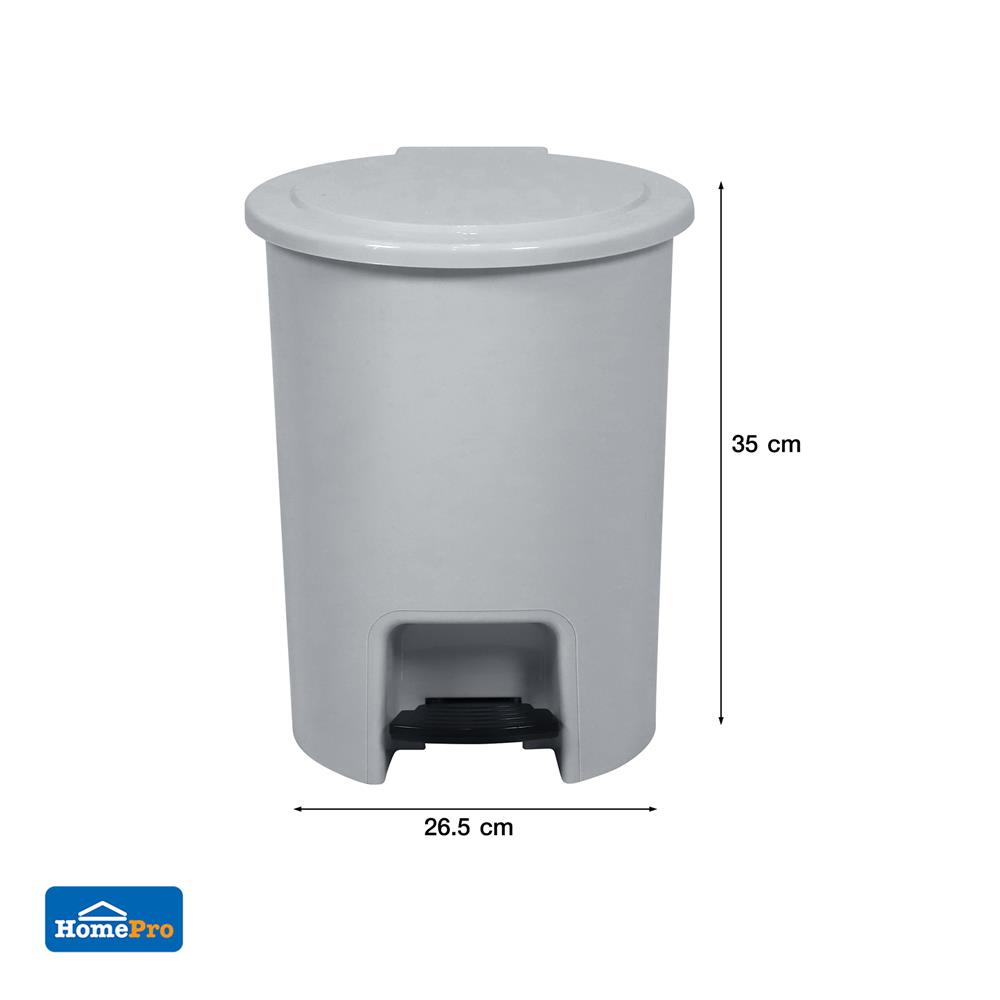 ถังขยะเหยียบกลม ACCO PASTEL 542 ขนาด 12L สีเทา