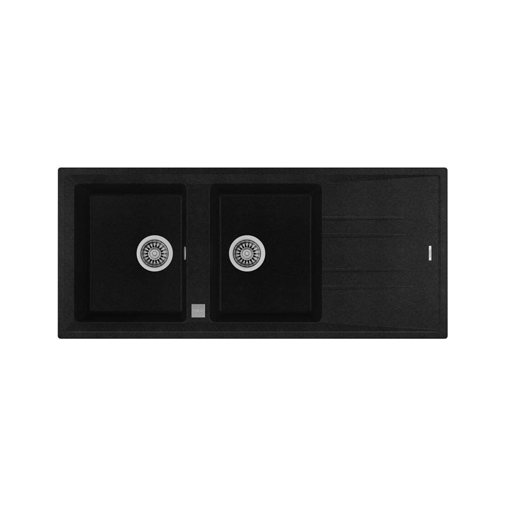 ซิงค์ฝัง 2หลุม 1ที่พัก TEKA STONE 80 BTG แกรนิต สีดำ