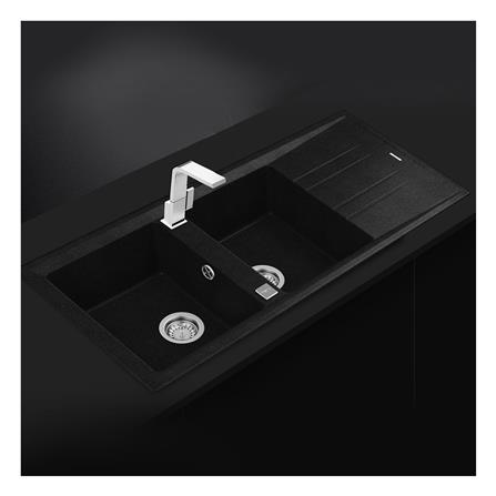 ซิงค์ฝัง 2หลุม 1ที่พัก TEKA STONE 80 BTG แกรนิต สีดำ_1