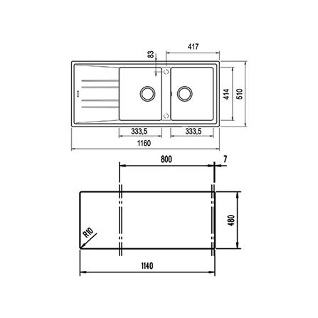ซิงค์ฝัง 2หลุม 1ที่พัก TEKA STONE 80 BTG แกรนิต สีดำ_2