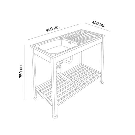 ซิงค์ขาตั้ง 1 หลุม 1 ที่พัก DYNA HOME FS-9643 JT สเตนเลส_4