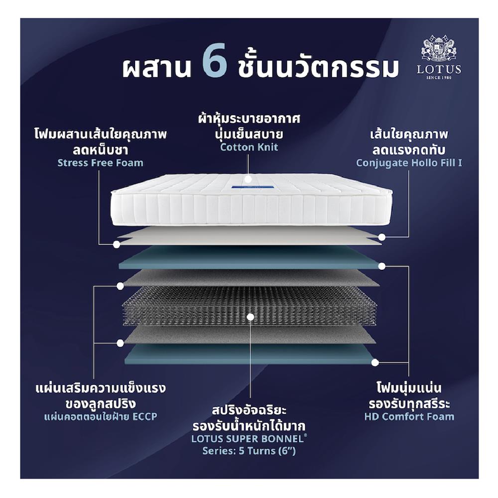 ที่นอน 6 ฟุต LOTUS NORTHLIGHT I พร้อมหมอนหนุน 2 ชิ้น