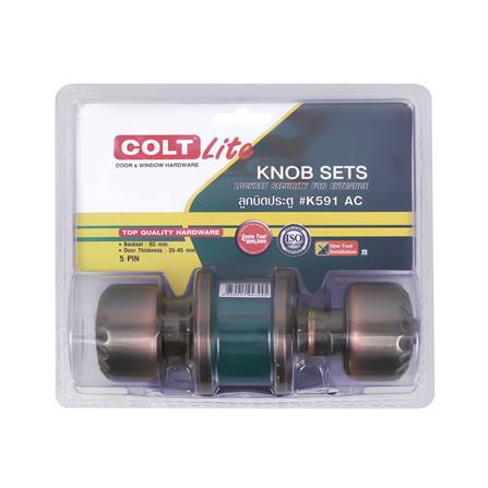 ลูกบิดทั่วไป COLT LITE K591 หัวกลม AC  สีทองแดงรมดำ_3