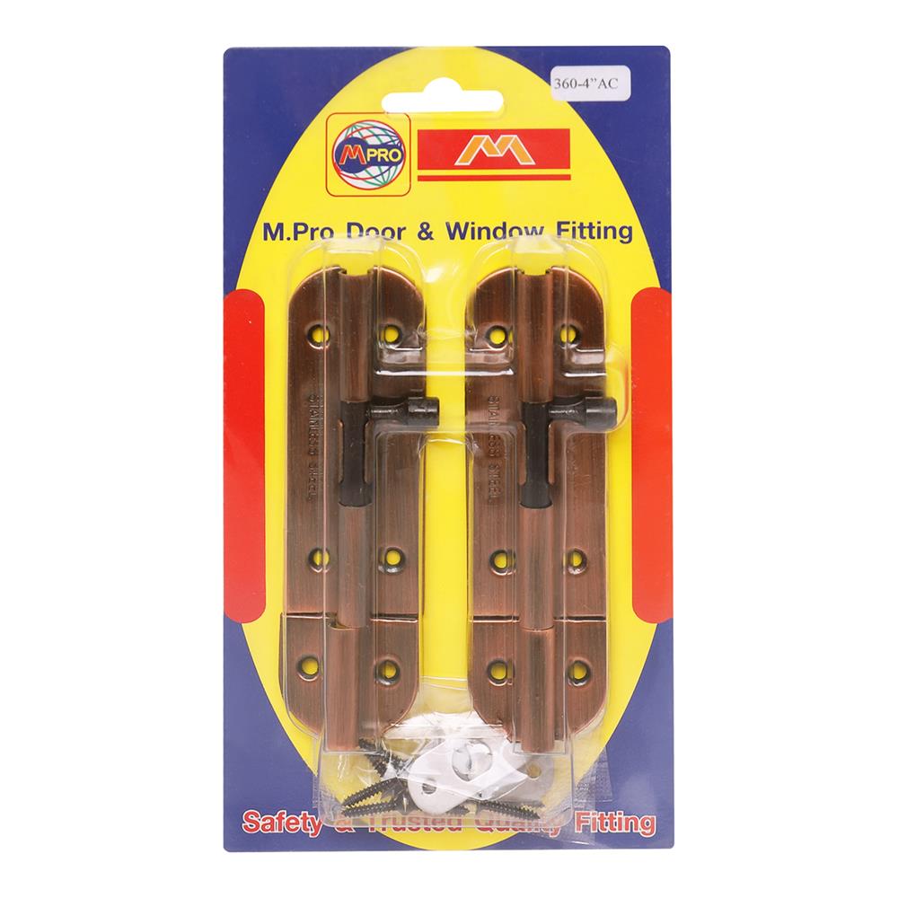 กลอนทั่วไป M.PRO 360 4 นิ้ว สีทองแดงรมดำ (แพ็ก 2 ชิ้น)