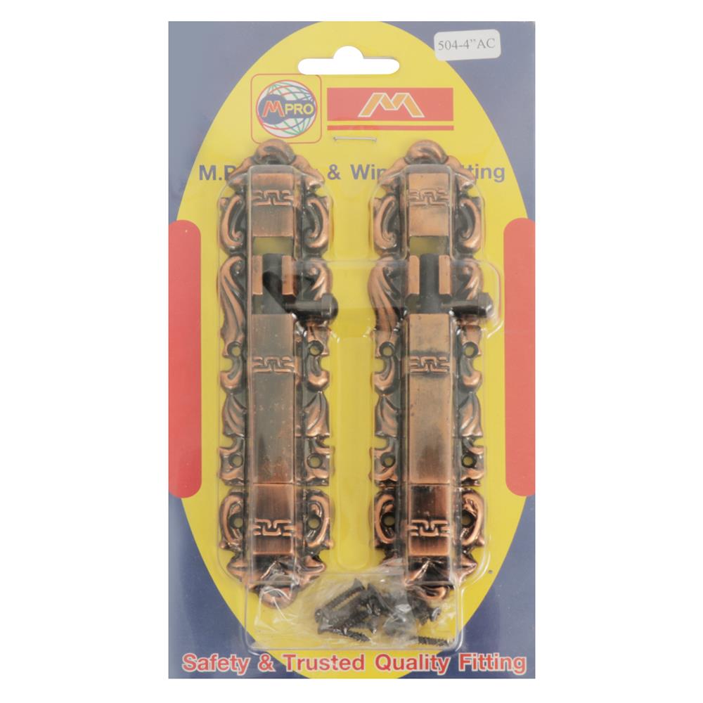 กลอนทั่วไป M.PRO 504 4 นิ้ว สีทองแดงรมดำ (แพ็ก 2 ชิ้น)