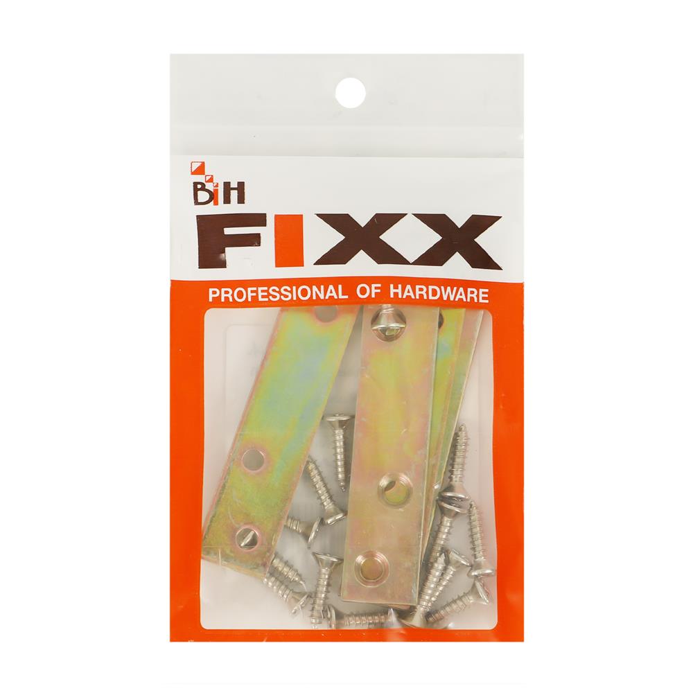 เหล็กแบนเล็ก 4 รู BIH S-0454Y 15x76x2 มม. แพ็ก 4 ชิ้น