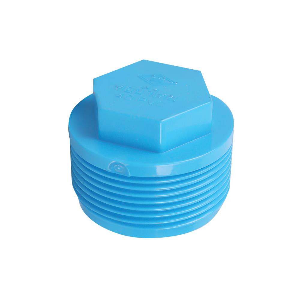 ปลั๊กอุดเกลียวนอก ท่อน้ำไทย 1 1/2 นิ้ว สีฟ้า