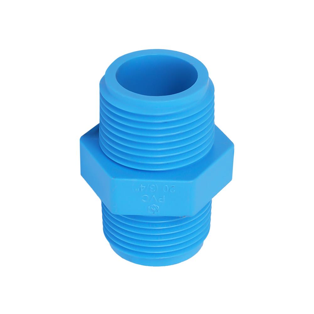 นิปเปิ้ลหนา PVC เกลียวนอก SCG 3/4 นิ้ว สีฟ้า