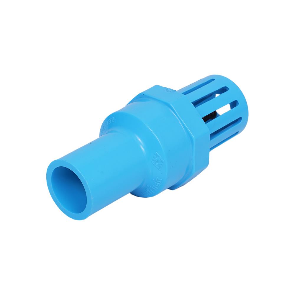 ฟุตวาล์ว หัวกะโหลก PVC ท่อน้ำไทย 25 1 นิ้ว สีฟ้า