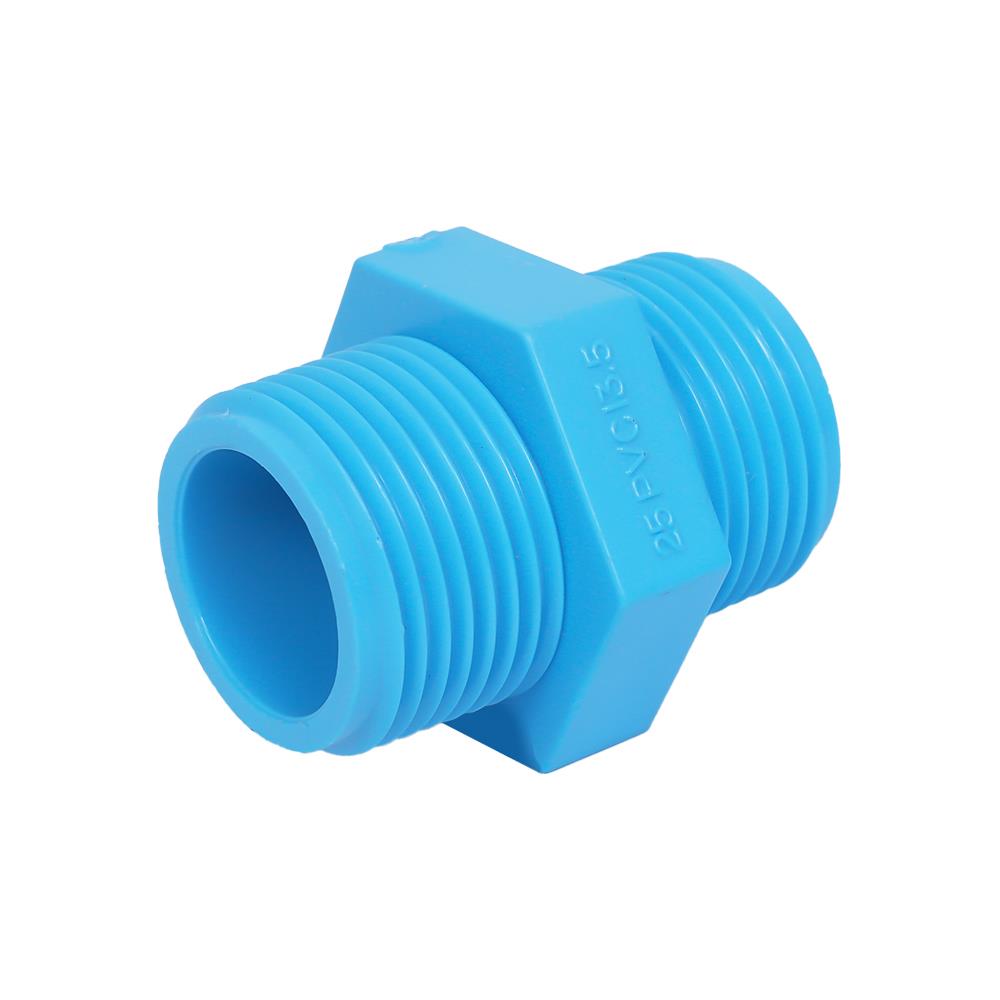 นิปเปิ้ล PVC เกลียวนอก ท่อน้ำไทย 1 นิ้ว สีฟ้า