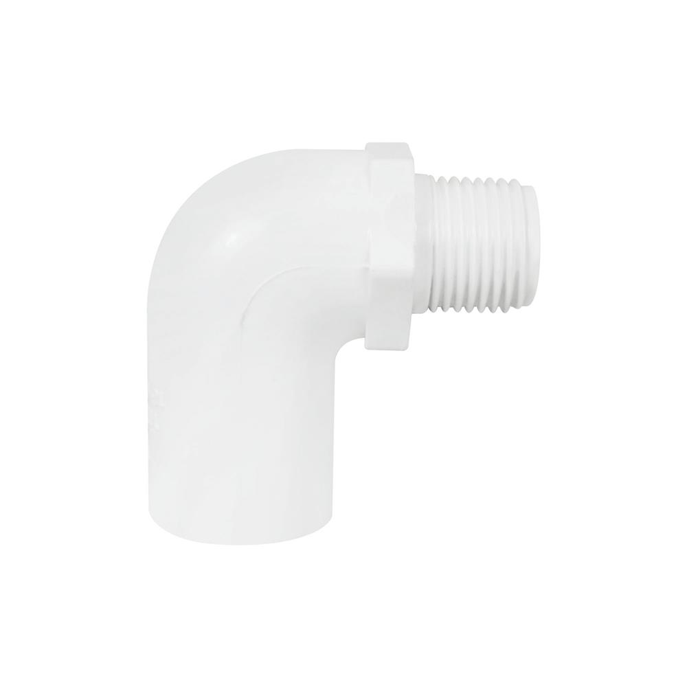 ข้องอ 90 องศา เกลียวนอก ท่อน้ำไทย 1/2 นิ้ว สีขาว