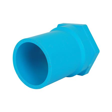 ข้อต่อตรงเกลียวในทองเหลือง SCG 1 1/2 นิ้ว สีฟ้า