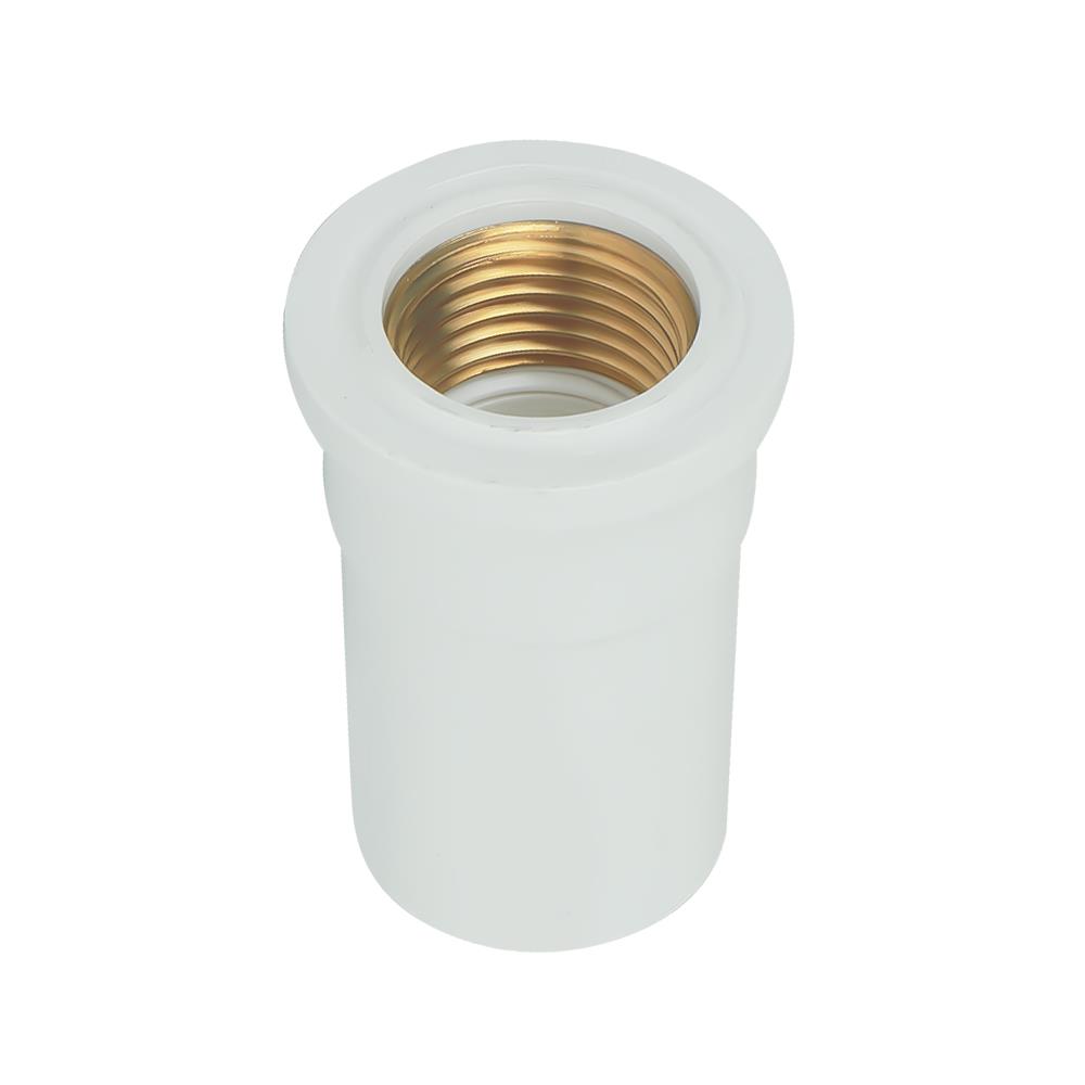 ข้อต่อตรงเกลียวในทองเหลือง ท่อน้ำไทย 1/2 นิ้ว สีขาว