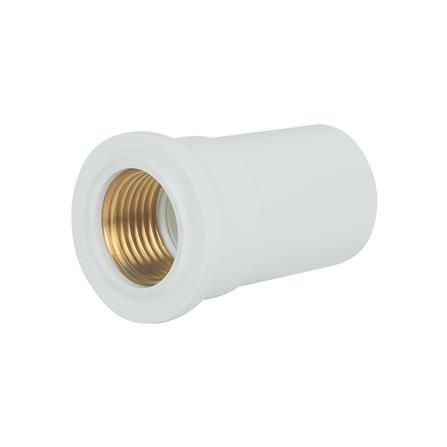 ข้อต่อตรงเกลียวในทองเหลือง ท่อน้ำไทย 1/2 นิ้ว สีขาว