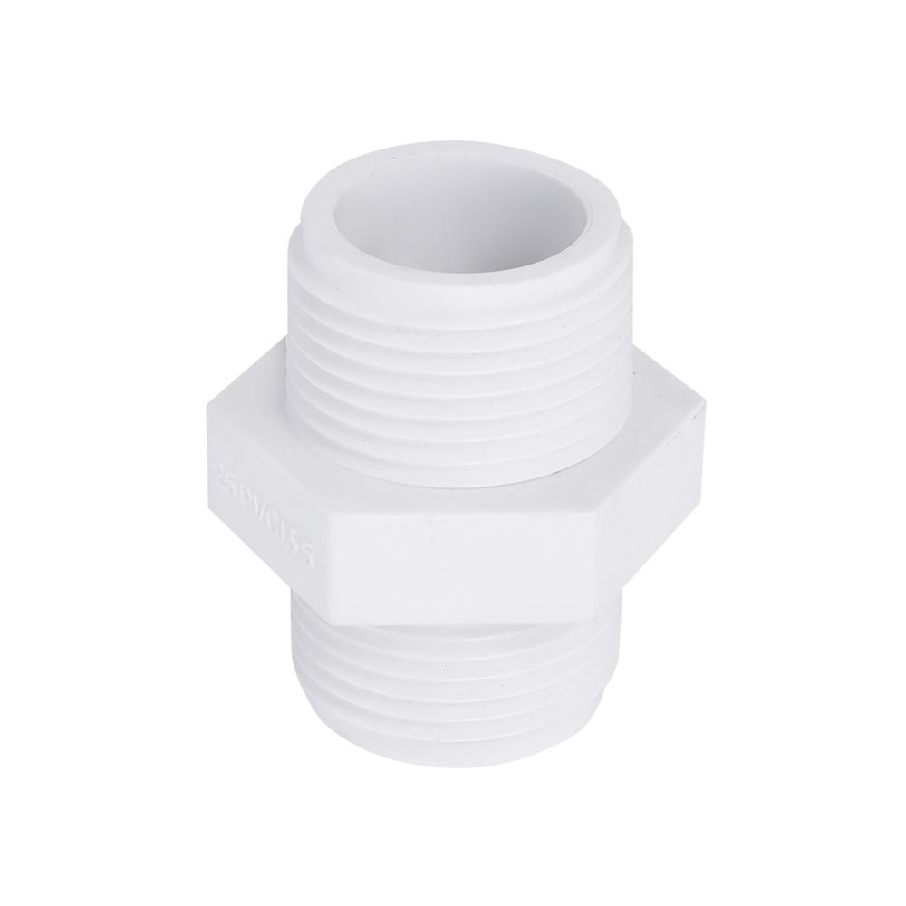 นิปเปิ้ล PVC เกลียวนอก ท่อน้ำไทย 1 นิ้ว สีขาว