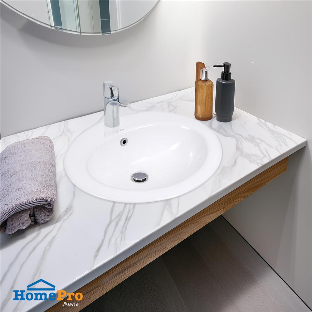 อ่างล้างหน้าแบบฝังบนเคาน์เตอร์  MOYA LX-6109 สีขาว