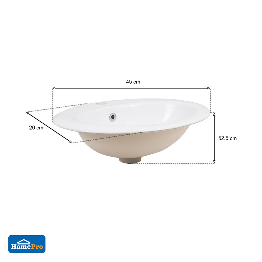 อ่างล้างหน้าแบบฝังบนเคาน์เตอร์  MOYA LX-6109 สีขาว