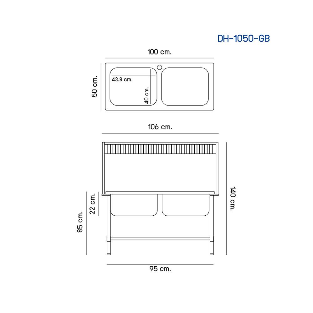 ซิงค์ขาตั้ง 2 หลุม DYNA HOME DH1050GB สเตนเลส