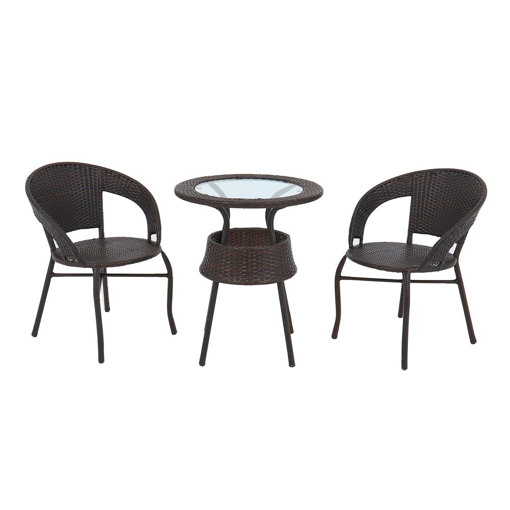 ชุดสนามหวายเทียม 2 ที่นั่ง ME LIVING RATTAN สีน้ำตาล