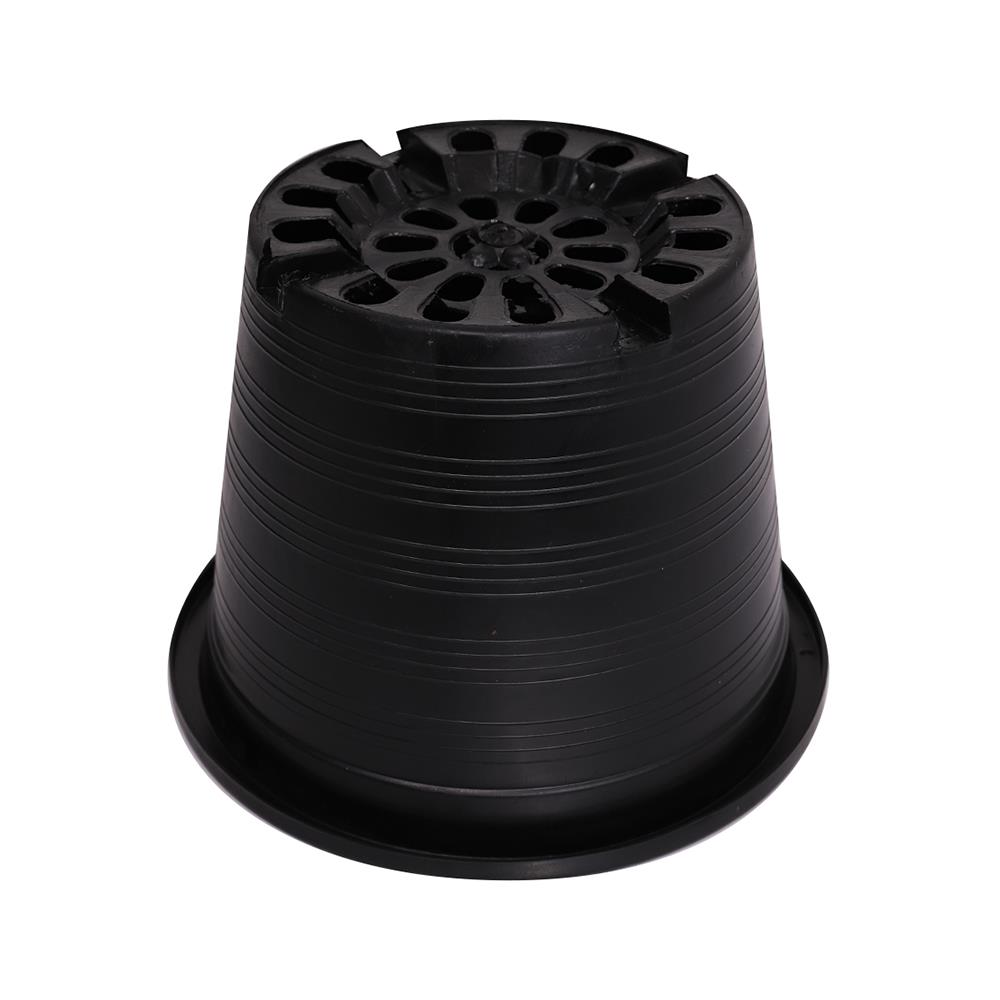 กระถางพลาสติกปากกลม PNP 8 นิ้ว สีดำ แพ็ก 50 ชิ้น