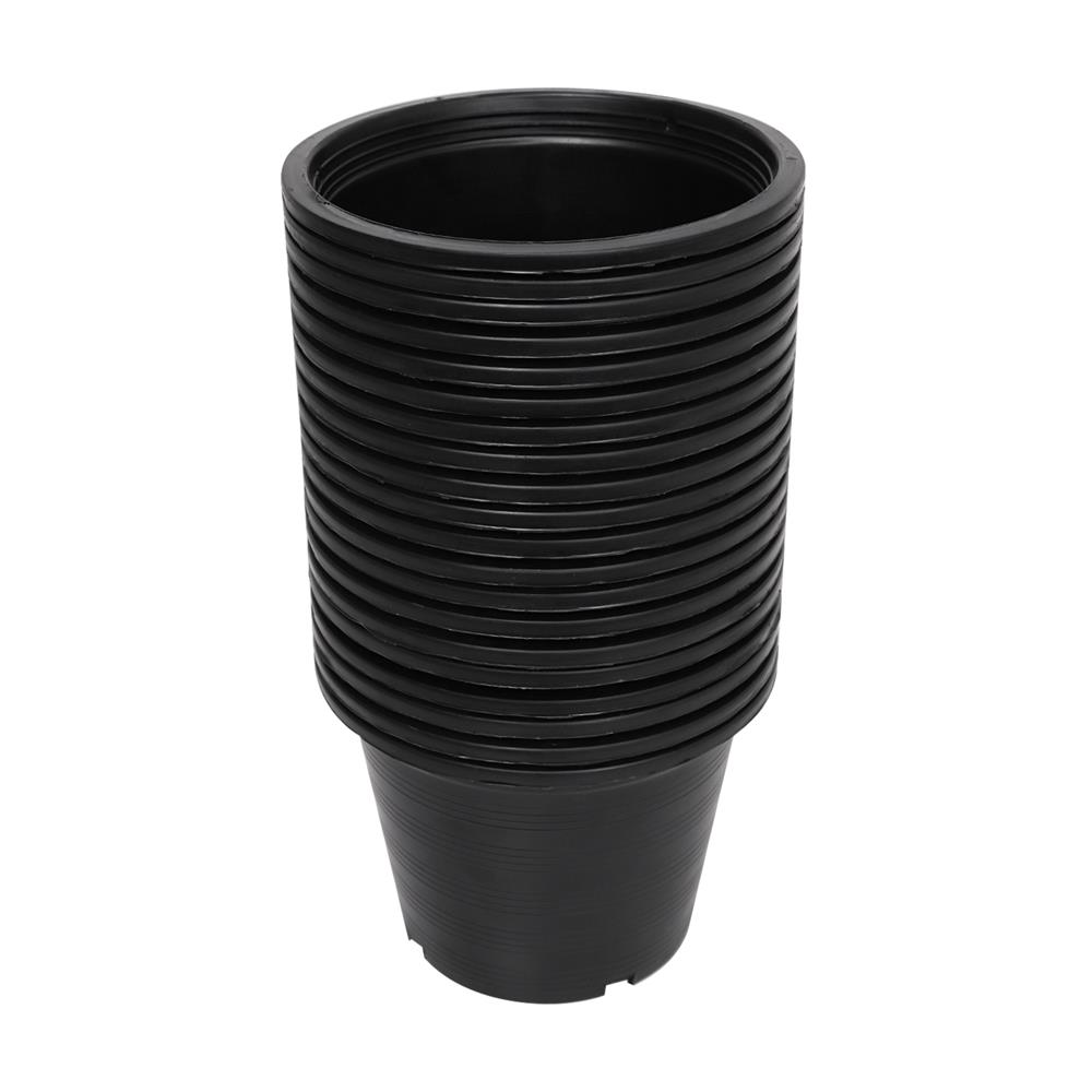 กระถางพลาสติกปากกลม PNP 8 นิ้ว สีดำ