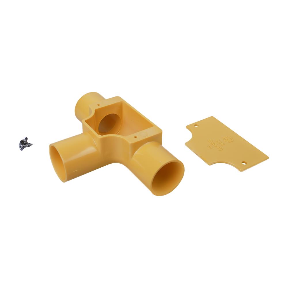 ข้อต่อสามทาง ฝาเปิด PVC ตราช้างNPI 3/4 นิ้ว สีเหลือง