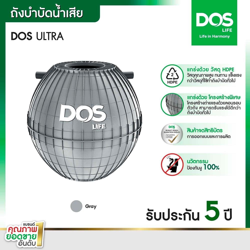 ถังบำบัดน้ำเสีย DOS ULTRA 1000 ลิตร สีเทา