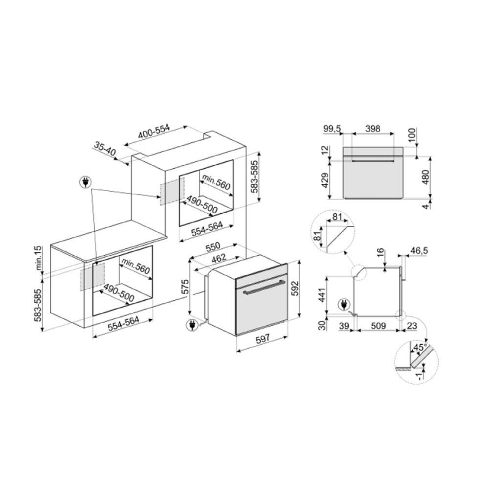 เตาอบฝัง SMEG SF64M3TVX 59.7 ซม.
