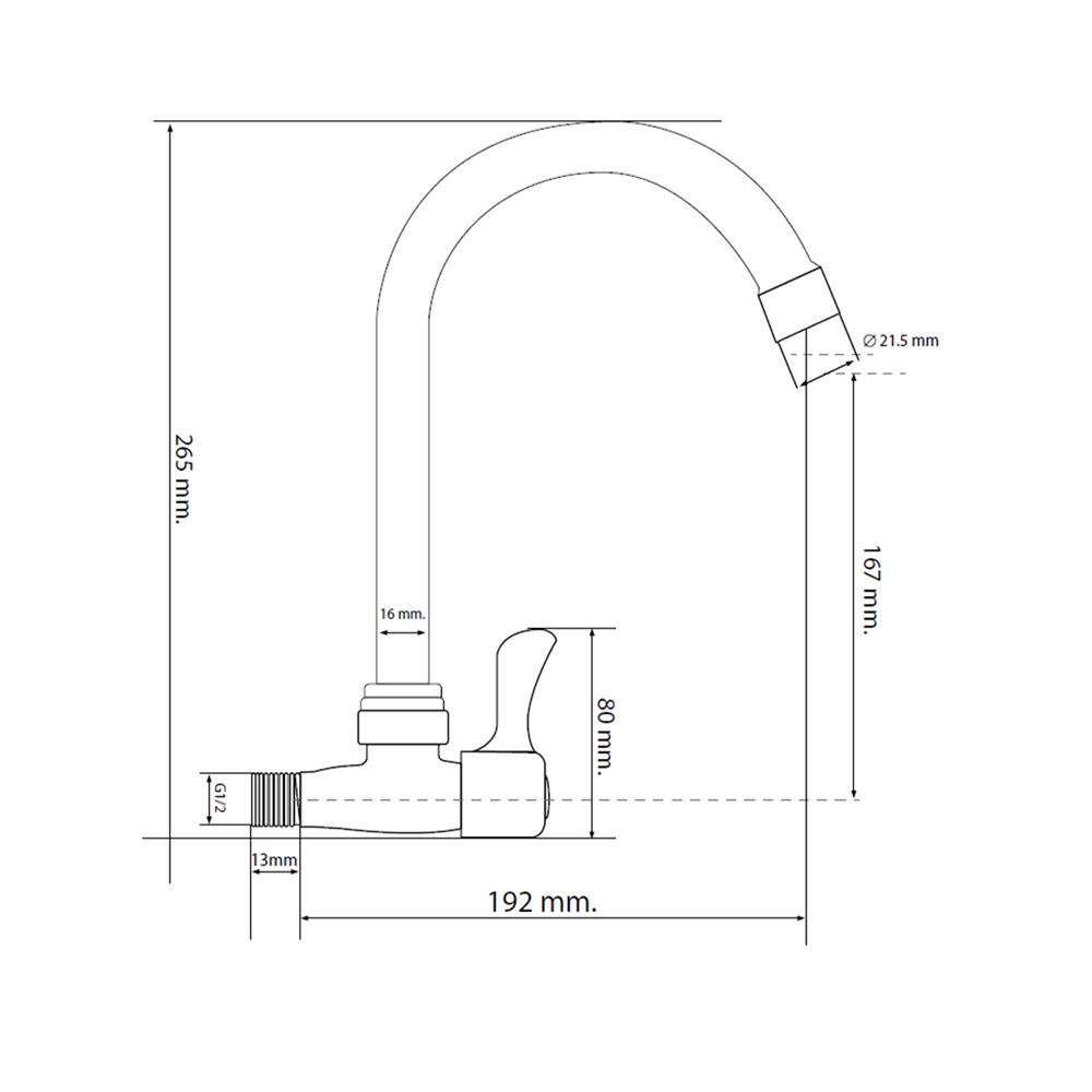 ก๊อกซิงค์เดี่ยวติดผนัง FENIX GL-1303 สีโครม