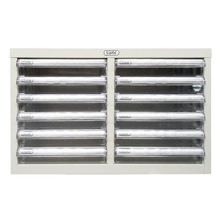 ตู้ลิ้นชักเหล็ก 12 ลิ้นชัก SURE SD-101 สีครีม_1