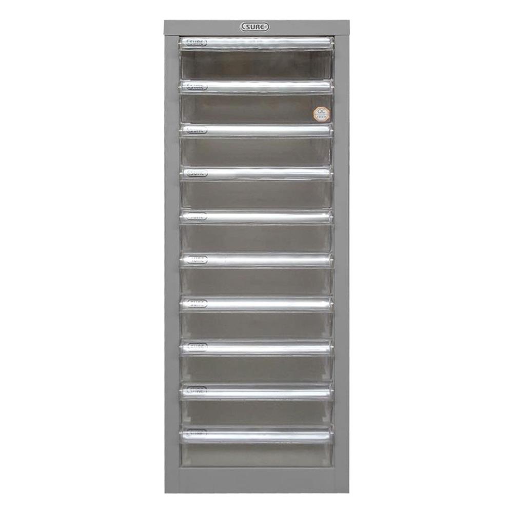 ตู้ลิ้นชักเหล็ก 10 ลิ้นชัก SURE SD-202 สีเทา