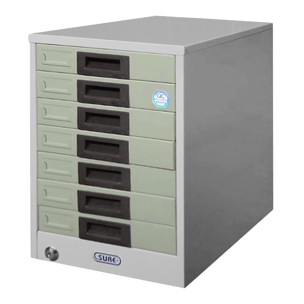ตู้ลิ้นชักเหล็ก 7 ลิ้นชัก SURE FA-407 สีเทา