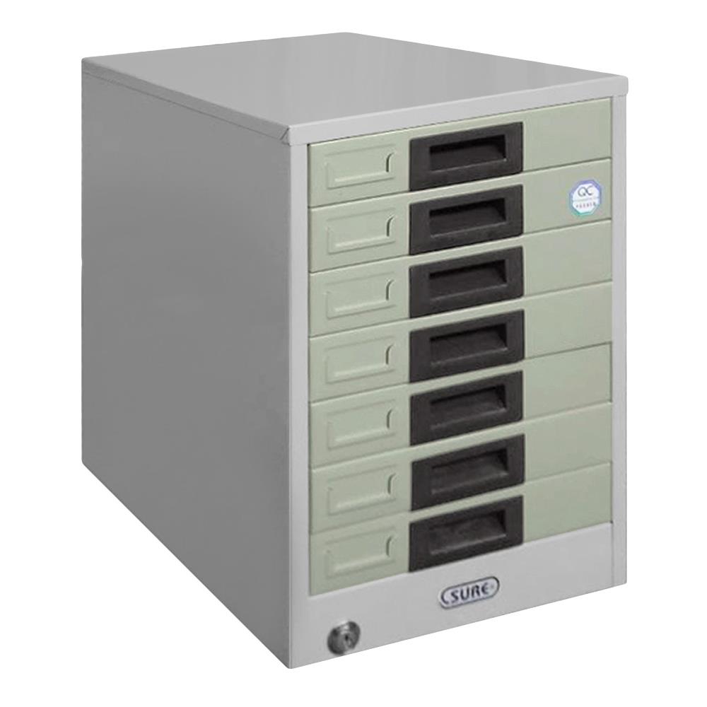 ตู้ลิ้นชักเหล็ก 7 ลิ้นชัก SURE FA-407 สีเทา