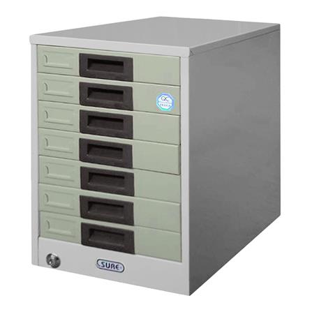 ตู้ลิ้นชักเหล็ก 7 ลิ้นชัก SURE FA-407 สีเทา_0