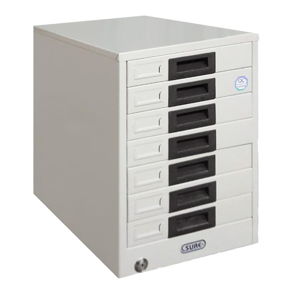 ตู้ลิ้นชักเหล็ก 7 ลิ้นชัก SURE FA-407 สีครีม