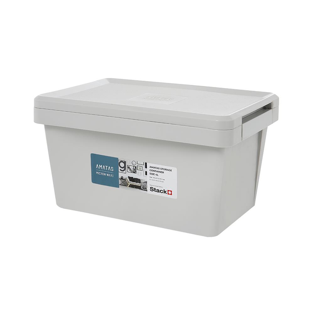 กล่องเก็บของ ฝาล็อค STACKO AMATAS 4 ลิตร 19x27.5x15.1 ซม. สีเทา