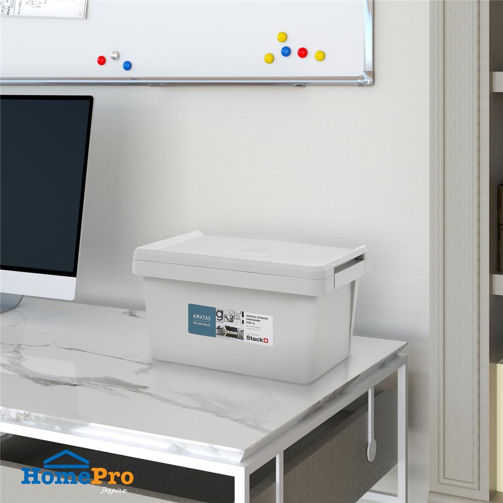กล่องเก็บของ ฝาล็อค STACKO AMATAS 4 ลิตร 19x27.5x15.1 ซม. สีเทา