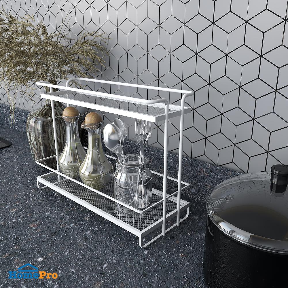 ชั้นวางขวดเครื่องปรุง 2 ชั้น KECH สีขาว