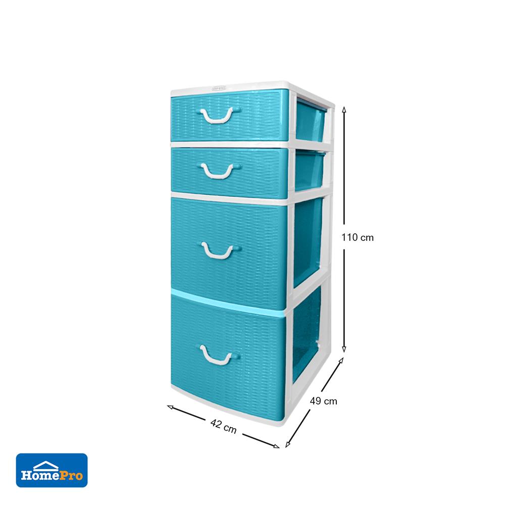 ตู้ลิ้นชัก4ชั้น MIRACLE 42x49x110CM ฟ้า