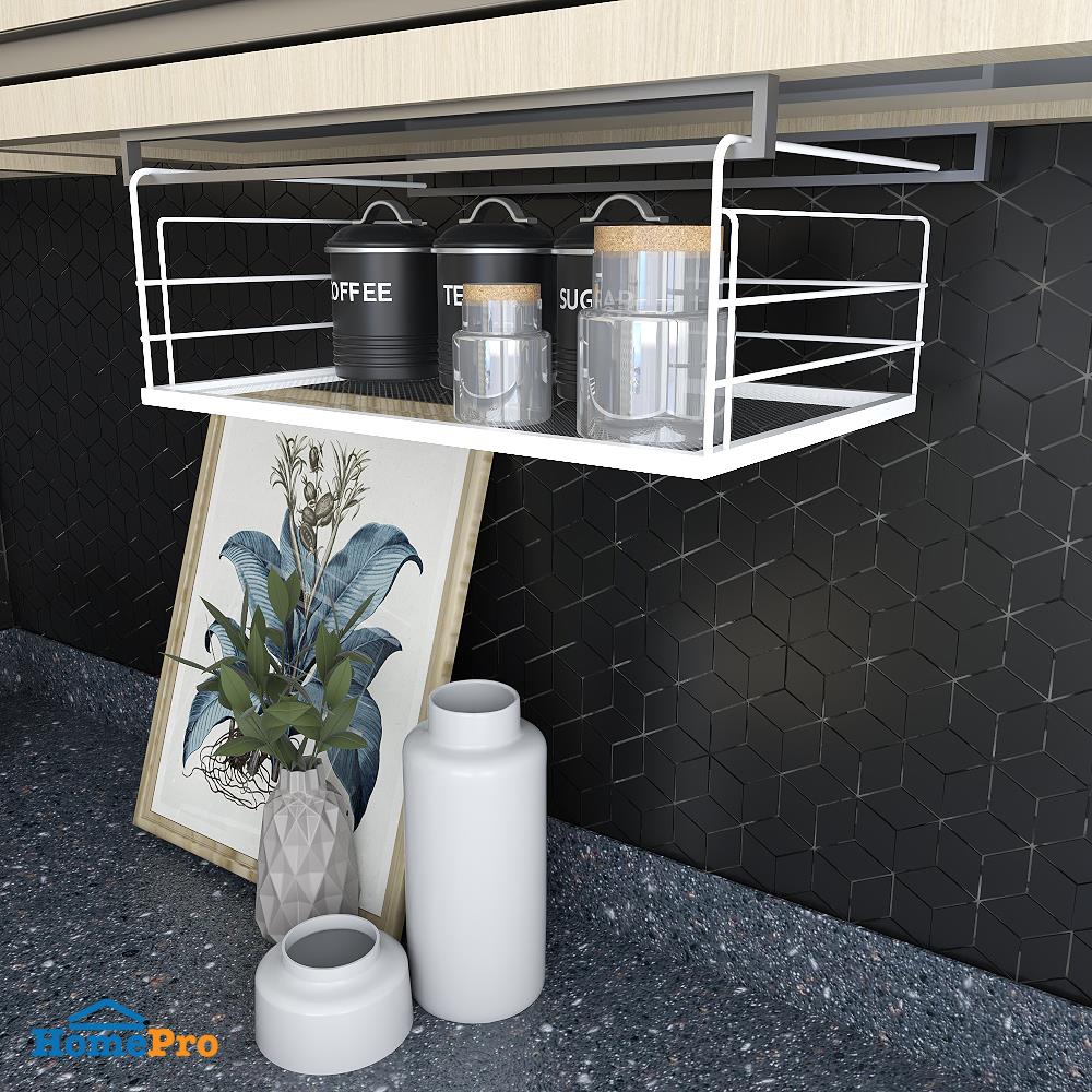 ตะกร้าเสริมชั้นจัดเก็บในครัว ใหญ่ KECH สีขาว