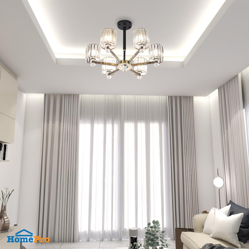 ไฟช่อ CARINI MD6018-6 สีใส/ดำ/ทอง 6 หัว