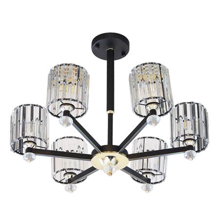 ไฟช่อ CARINI MD6018-6 สีใส/ดำ/ทอง 6 หัว_0