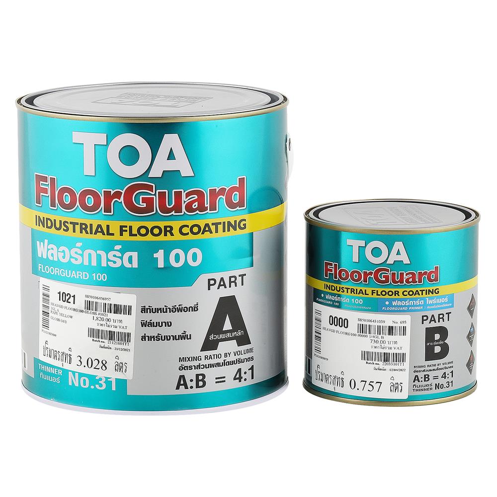 สีงานอุตสาหกรรม TOA FLOORGUARD 100 PART A+B 1021 สีเหลือง 1 แกลลอน