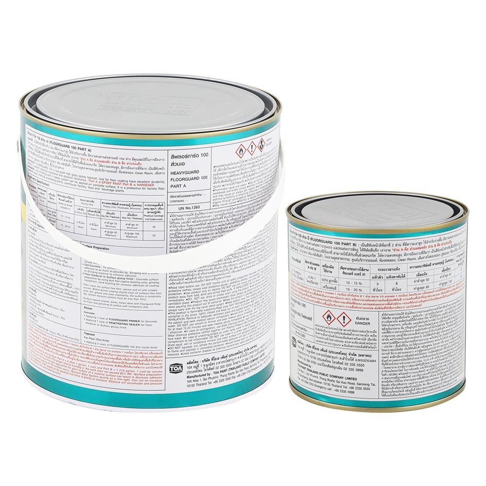 สีงานอุตสาหกรรม TOA FLOORGUARD 100 PART A+B 1021 สีเหลือง 1 แกลลอน