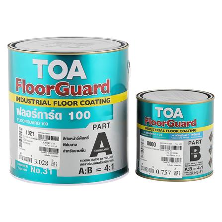 สีงานอุตสาหกรรม TOA FLOORGUARD 100 PART A+B 1021 สีเหลือง 1 แกลลอน_0