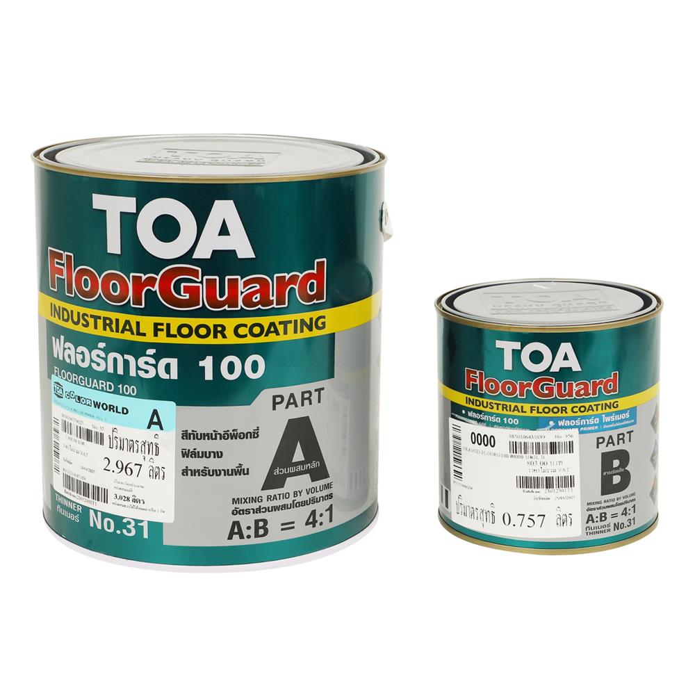 สีทาทับหน้าอีพ็อกซี่ TOA FLOORGUARD 100 PART A+B BASE A สีขาว 1 แกลลอน
