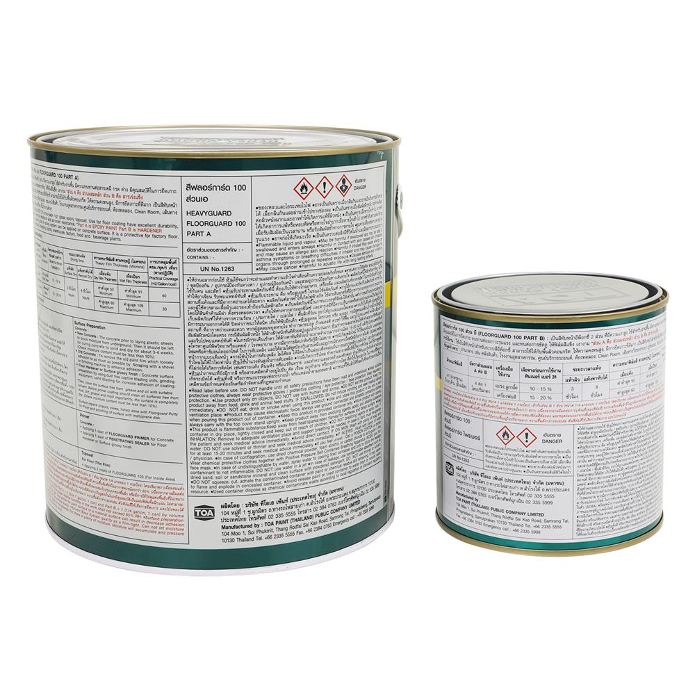 สีทาทับหน้าอีพ็อกซี่ TOA FLOORGUARD 100 PART A+B BASE D สีขาว 1 แกลลอน