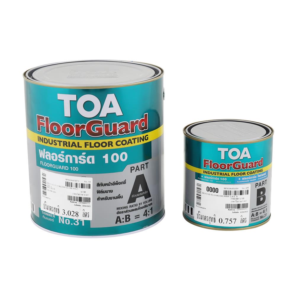 สีงานอุตสาหกรรม TOA FLOORGUARD 100 PART A+B 5015 สีน้ำเงิน 1 แกลลอน